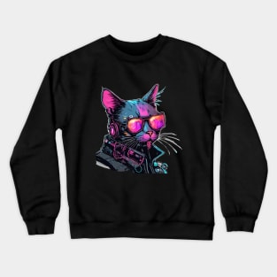 full of colors futuristic cat Crewneck Sweatshirt